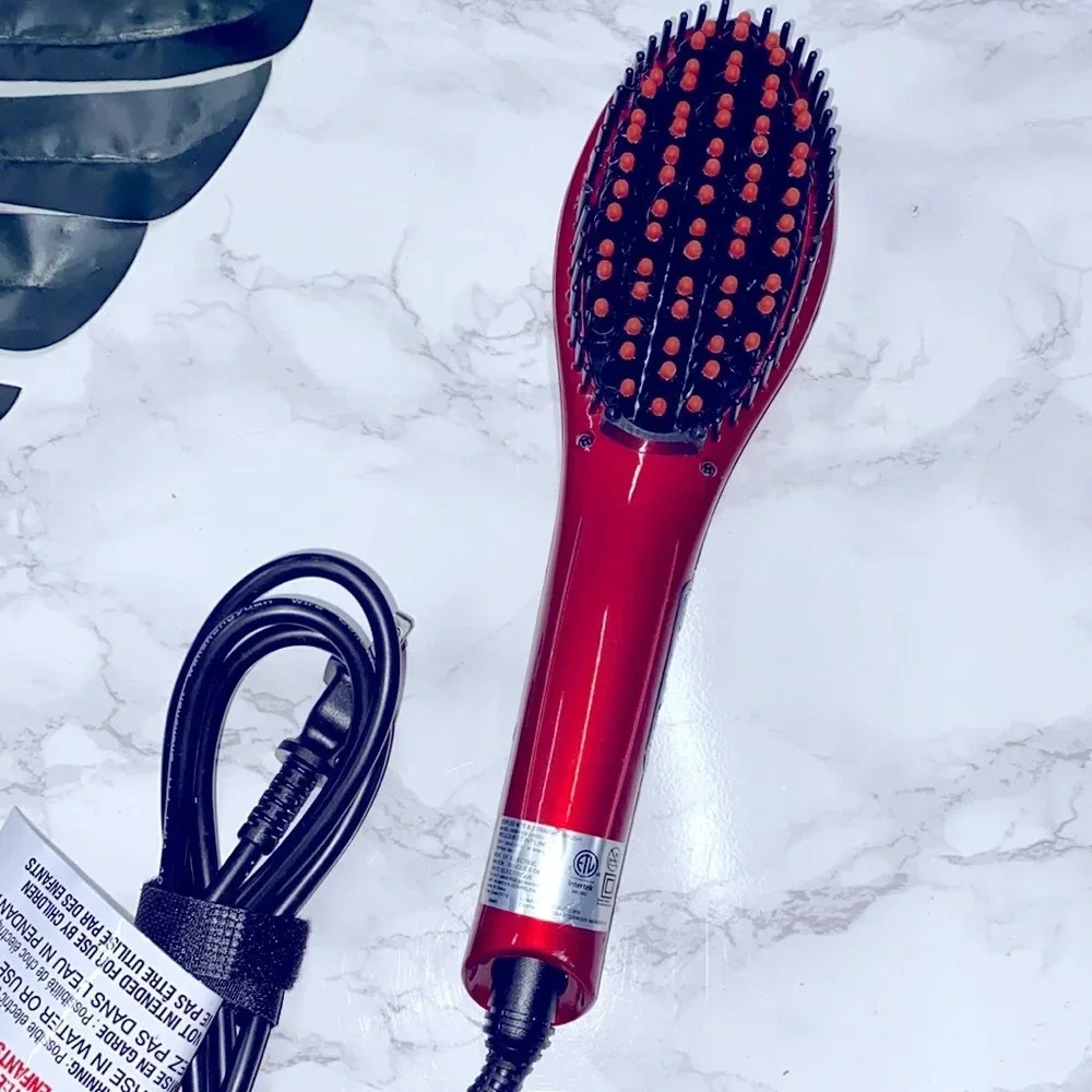 Hot & Straight Straightening Salon Brush with Temperature Control by Esplee, Red
